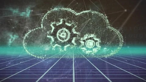 Animated yellow brains and binary data depict global digital connections. Stock Footage 331202890