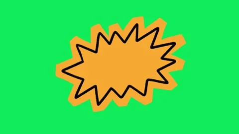 Animated Yellow Comic Starburst Speech Bubble Kraft Paper Cutout Green Screen Video stock 343078707