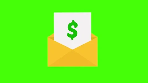 Animated Yellow Envelope and Green Dollar Sign on Green Screen Stock Footage 306405384