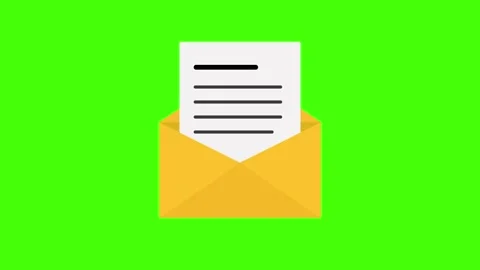 Animated Yellow Envelope Opening on Green Screen Stock Footage 306405376