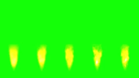 Animated yellow fire flames rising on chroma key green screen background Video stock 338175215