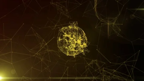 Animated Yellow Globe Plexus Futuristic Background Video Stock Footage 126740673