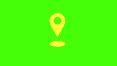 Animated Yellow GPS Location Pin Icon on Green Screen Background Stock Footage 310502768