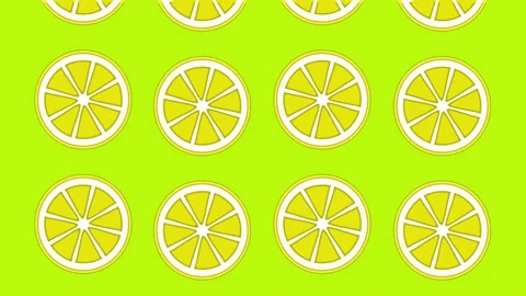 Animated yellow green background with vector lemon slices Stock Footage 194021747
