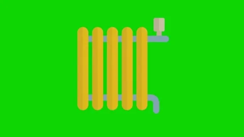 Animated yellow heating radiator heater icon isolated on green screen background Stock Footage 331197722
