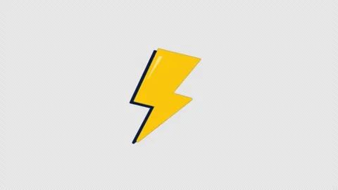 Animated Yellow Lightning Bolt Icon - Transparent Stock Footage 344020314