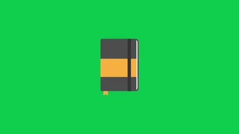 Animated yellow notebook on green screen perfect for writing school Stock Footage 309102034