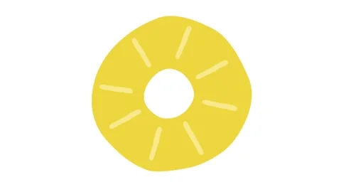 Animated yellow pineapple ring slice on white background Stock Footage 321224458