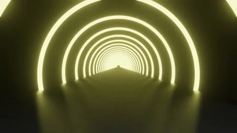 Animated yellowish glowing tunnel loop Stock Footage 231812151