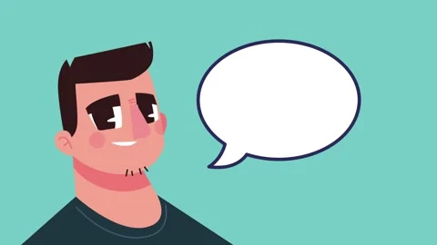 Animated young man avatar with blank speech bubble for communication and di.. 動画素材 339049725