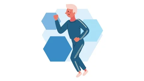 Animated young man running in a blue tracksuit as a fitness and healthy lif.. Stock Footage 339115558