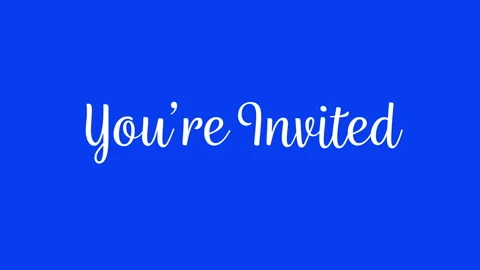 Animated You’re Invited Script Text Written on a Blue Background Stock Footage 296683904