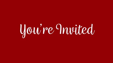 Animated You’re Invited Script Text Written on a Red Background Video stock 296683957