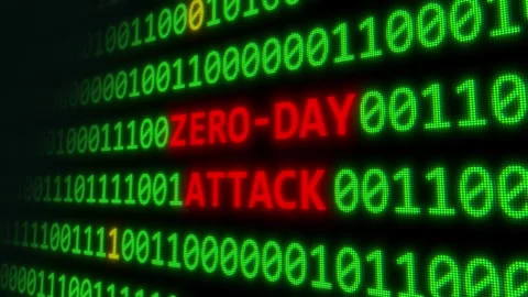 Animated "Zero Day Attack" With Green Binary Code Stock Footage 246905513