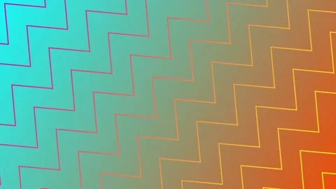 Animated zigzag lines on gradient background from cyan to orange rotated by 45 Stock Footage 203909965
