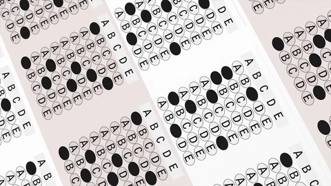 Animated Zoom Out on a Completed Standardized Test Stock Footage 88932305