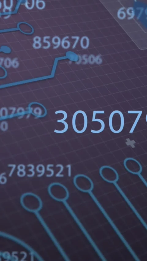 Animatin of changing numbers over interface with data processing and Stock Footage 319156082