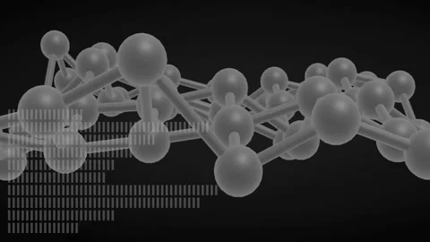 Animating binary code and molecular structure on dark background, futuristic Stock Footage 305817046