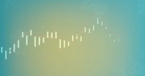 Animating candlestick chart and line graph on gradient background for Stock Footage 305032007