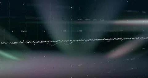 Animating center dotted wave pulsing across data display with dotted grid num Stock Illustration