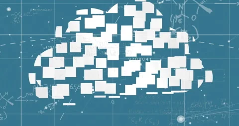 Animating cloud computing concept over mathematical equations and scientific Stock Footage 304480321