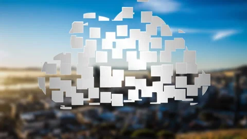 Animating cloud computing over cityscape background Stock Footage 304192085