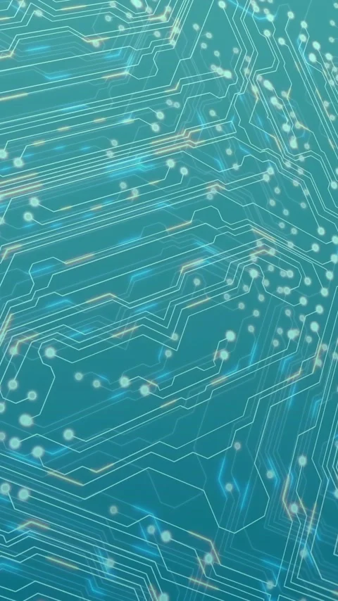 Animating data flow over circuit board on blue background Stock Footage 343028656