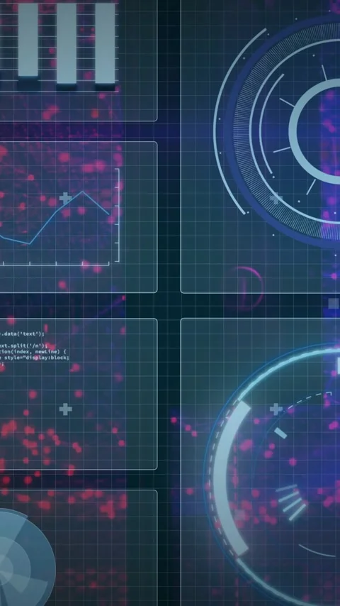 Animating data visualization, analyzing graphs and charts over digital interface Stock Footage 343505210