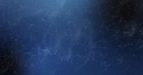 Animating dense glowing dotted point cloud centered in digital space, linking 스톡 일러스트