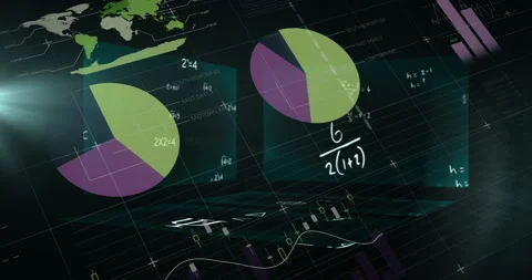Animating financial data charts and mathematical equations in business Stock-Footage 304867103