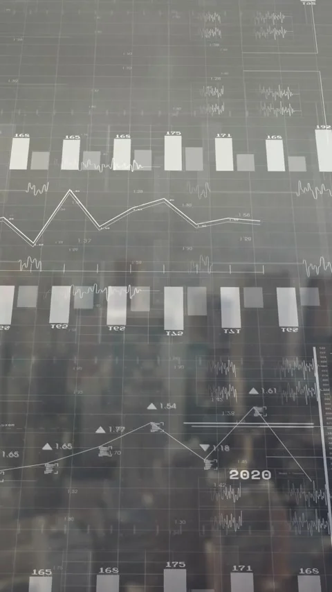 Animating financial data charts and graphs over cityscape background 스톡 동영상 344803523