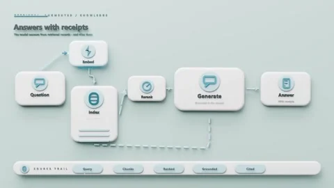 Animating flow building Question?Answer blocks on mint panel on load, settling Stock Footage 341865115