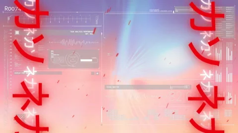 Animating futuristic data analysis and performance metrics over colorful Stock Footage 304194987