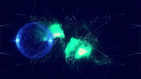 Animating glowing nodes and network connections over dark background Stock Footage 303462002