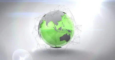 Animating green and gray globe with network connections Stock Footage 303540485