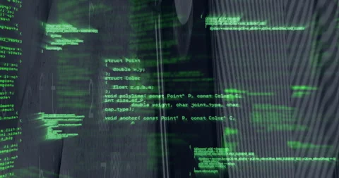 Animating green coding text over computer hardware components Stock Footage 304926226