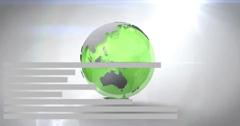 Animating green globe and bar chart for data visualization Stock Footage 304102529