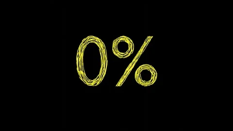 Animating handwritten yellow zero percent sign on black background Vídeo Stock 337955536
