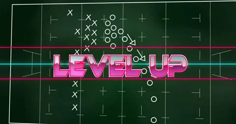 Animating Level Up text over football strategy board Stock Footage 304102620