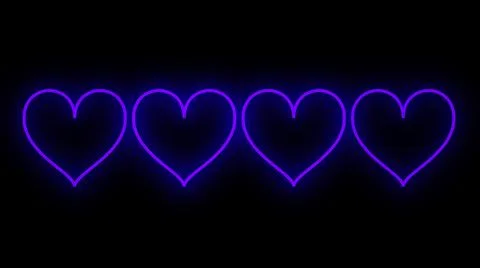 On-off animating loop heart trail animation in neon colors. Retro-style neon  Illustration