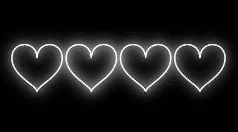 On-off animating loop heart trail animation in neon colors. Retro-style neon  Ilustración de archivo