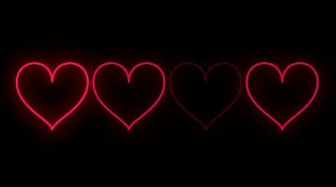 On-off animating loop heart trail animation in neon colors. Retro-style neon  Illustration