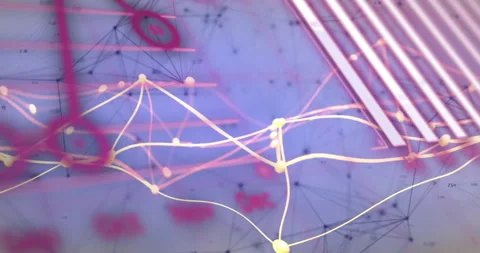 Animating network connections and data processing over abstract background with 스톡 동영상 305062031