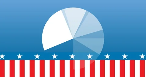 Animating pie chart over stars and stripes pattern Stock Footage 304019539