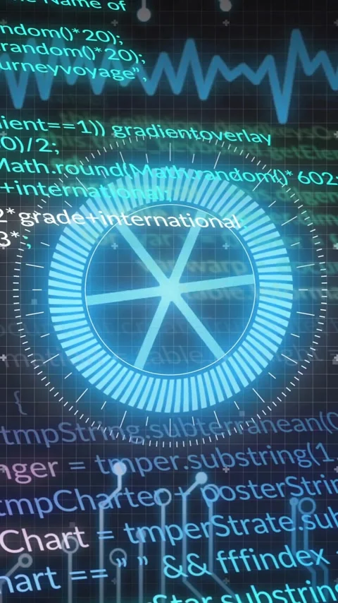 Animating programming code and digital circuits over futuristic blue interface Stock Footage 341956871
