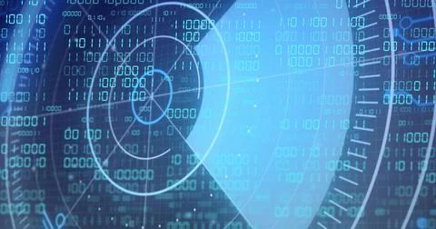 Animating radar HUD sweeping triangular sector on digital screen, reticle, Illustrazione stock