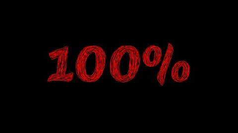 Animating red handwritten one hundred percent sign with bottom up scale revea Stock Footage 337955678