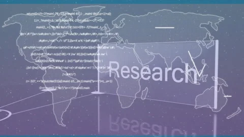 Animating research data and equations over world map for educational purposes Stock Footage 303949562