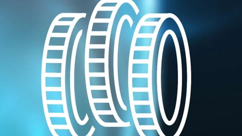 Animating stack of coins over blue abstract background Stock Footage 312366646