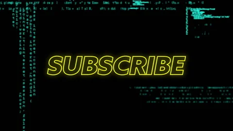 Animating SUBSCRIBE text over computer code on black background Stock Footage 303794253